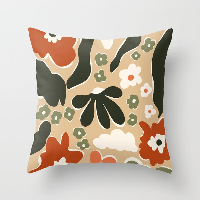 retro matisse flower garden  Throw Pillow Gallery Image 6