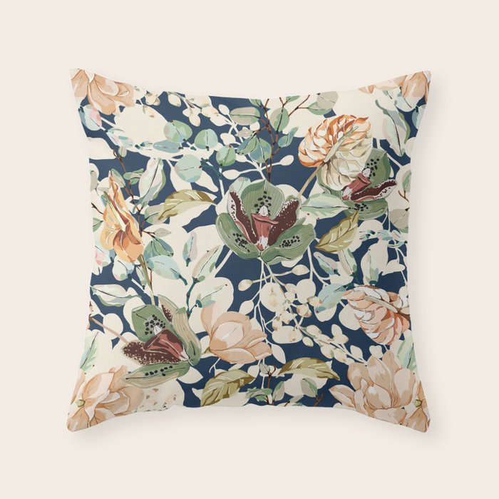 Lush colorful exotic garden D Throw Pillow Gallery Image 6