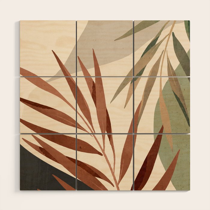 Abstract Art Tropical Leaves 11 Wood Wall Art Gallery Image 1