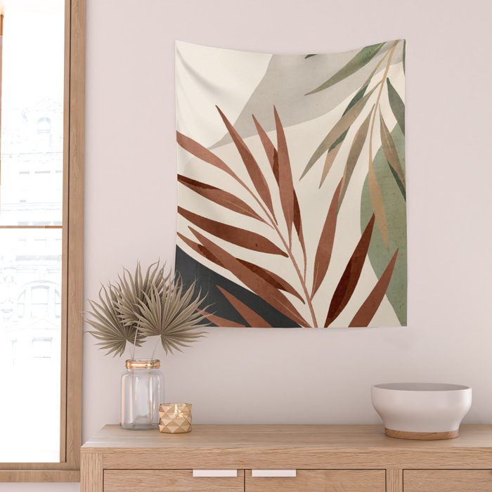Abstract Art Tropical Leaves 11 Wall Tapestry Gallery Image 2