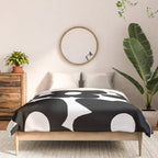 Black Retro Flowers White Background #decor #society6 #buyart Comforter Gallery Image 3