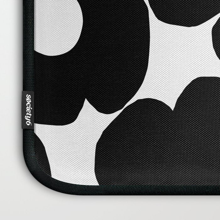 Black Retro Flowers White Background #decor #society6 #buyart Laptop Sleeve Gallery Image 3
