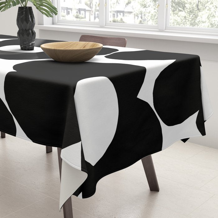 Black Retro Flowers White Background #decor #society6 #buyart Tablecloth Gallery Image 3
