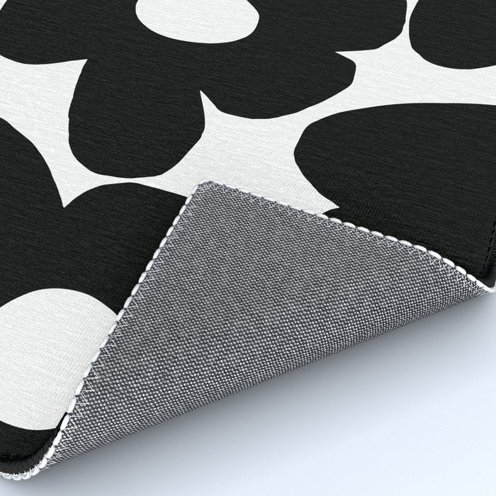 Black Retro Flowers White Background #decor #society6 #buyart Rug Gallery Image 4