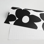 Black Retro Flowers White Background #decor #society6 #buyart Wrapping Paper Gallery Image 2