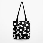 Black Retro Flowers White Background #decor #society6 #buyart Tote Bag Gallery Image 2