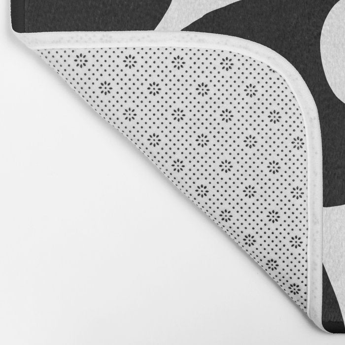 Black Retro Flowers White Background #decor #society6 #buyart Bath Mat Gallery Image 2