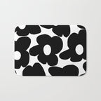 Black Retro Flowers White Background #decor #society6 #buyart Bath Mat Gallery Image 1