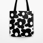 Black Retro Flowers White Background #decor #society6 #buyart Tote Bag Gallery Image 1