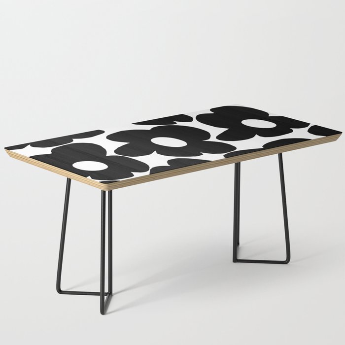 Black Retro Flowers White Background #decor #society6 #buyart Coffee Table Gallery Image 1