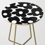 Black Retro Flowers White Background #decor #society6 #buyart Side Table Gallery Image 2