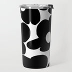 Black Retro Flowers White Background #decor #society6 #buyart Travel Mug Gallery Image 2