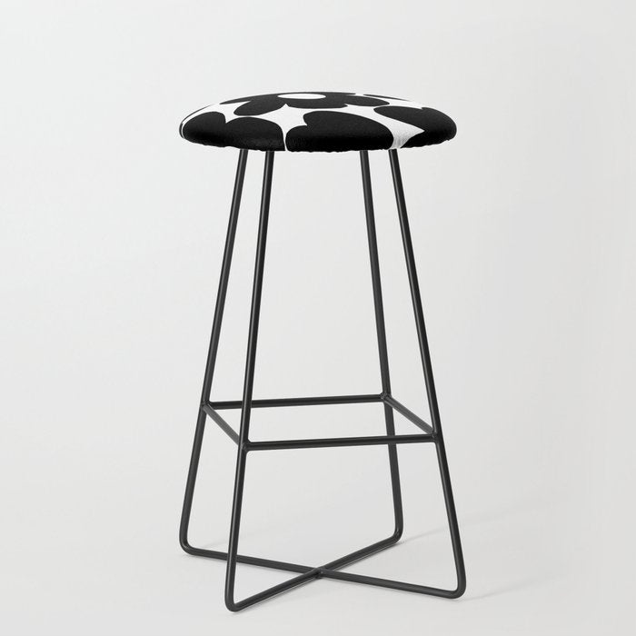 Black Retro Flowers White Background #decor #society6 #buyart Stool Gallery Image 1