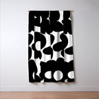 Black Retro Flowers White Background #decor #society6 #buyart Window Curtain Gallery Image 3
