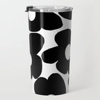 Black Retro Flowers White Background #decor #society6 #buyart Travel Mug Gallery Image 3