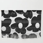 Black Retro Flowers White Background #decor #society6 #buyart Wall Hanging Gallery Image 1