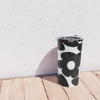 Black Retro Flowers White Background #decor #society6 #buyart Travel Mug Gallery Image 4
