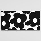 Black Retro Flowers White Background #decor #society6 #buyart Desk Mat Gallery Image 3