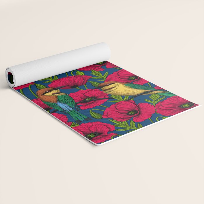 Bee eaters and poppies  Yoga Mat Gallery Image 2