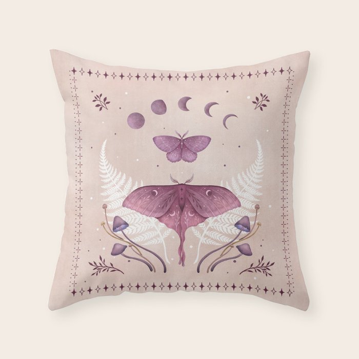 Luna and Emerald - Vintage Pink Throw Pillow Gallery Image 6