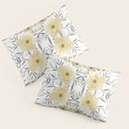 Modern, Floral Prints, Yellow, Gray and White Pillow Sham Gallery Image 3