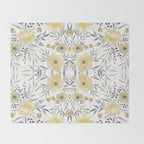 Modern, Floral Prints, Yellow, Gray and White Throw Blanket Gallery Image 2