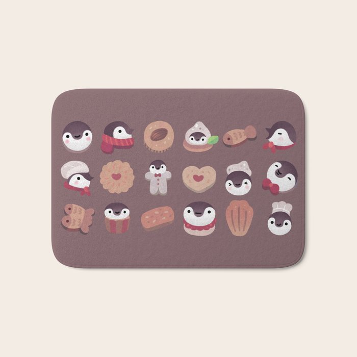 Cookie & cream & penguin - brown  pattern Bath Mat Gallery Image 1