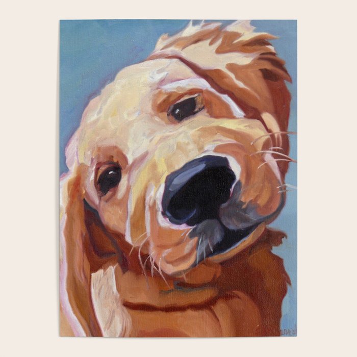 Golden Retriever Puppy Original Oil Painting Poster Gallery Image 4