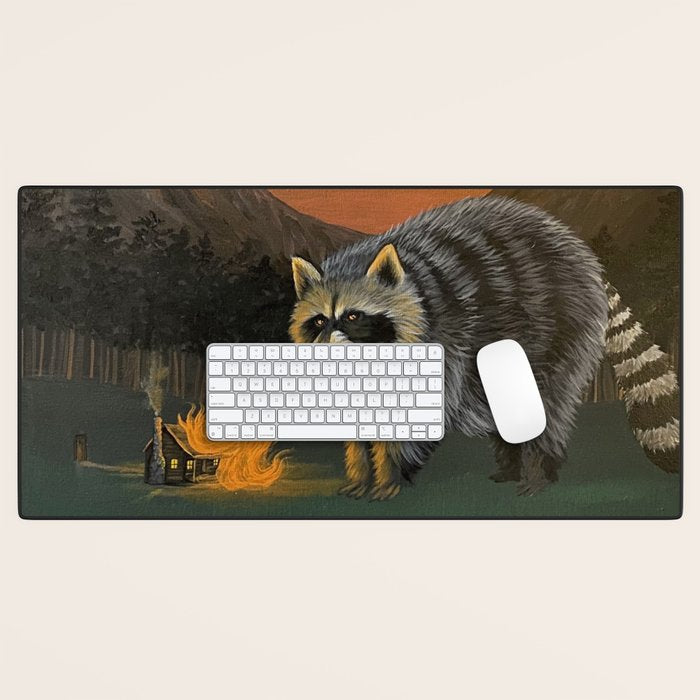 Fire Breathing Raccoon Desk Mat