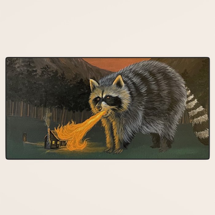 Fire Breathing Raccoon Desk Mat Gallery Image 3