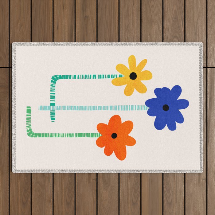 Lollipop Flowers Illustration Outdoor Rug Gallery Image 1
