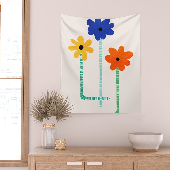Lollipop Flowers Illustration Wall Tapestry Gallery Image 2