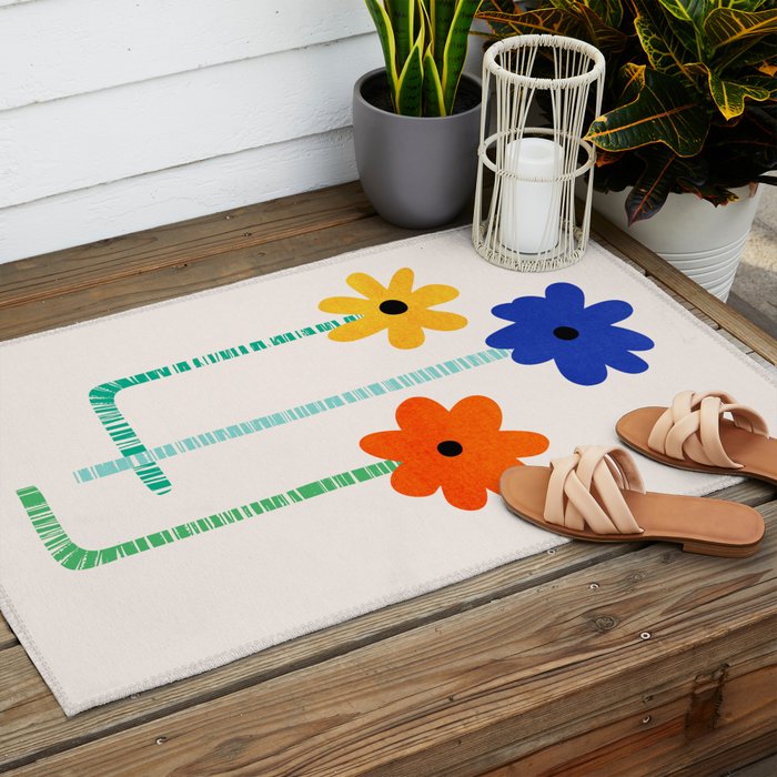 Lollipop Flowers Illustration Outdoor Rug Gallery Image 2