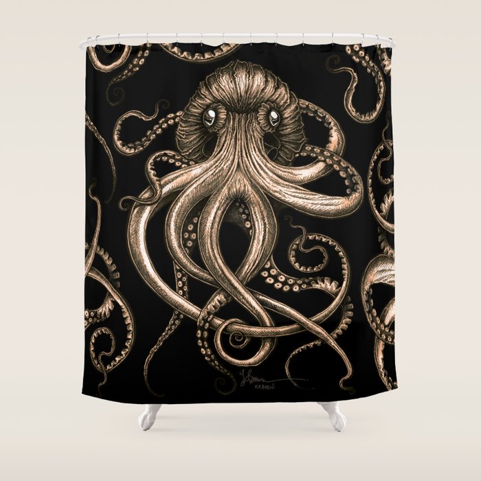 Bronze Kraken Shower Curtain Gallery Image 1