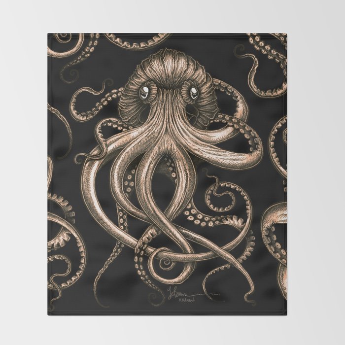 Bronze Kraken Throw Blanket Gallery Image 2