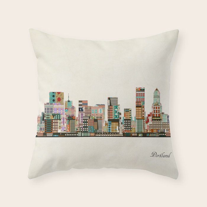 portland oregon skyline Throw Pillow Gallery Image 1