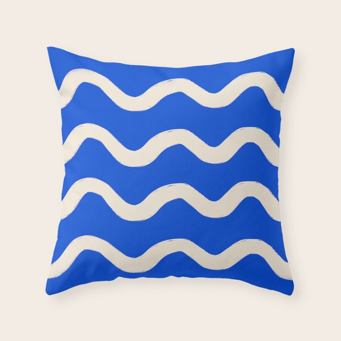 Sapphire Blue Ocean Waves Throw Pillow Gallery Image 1