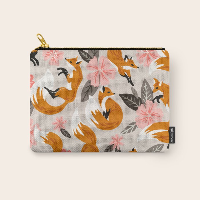 Foxes & Booms - Pink & Grey Carry All Pouch Gallery Image 1