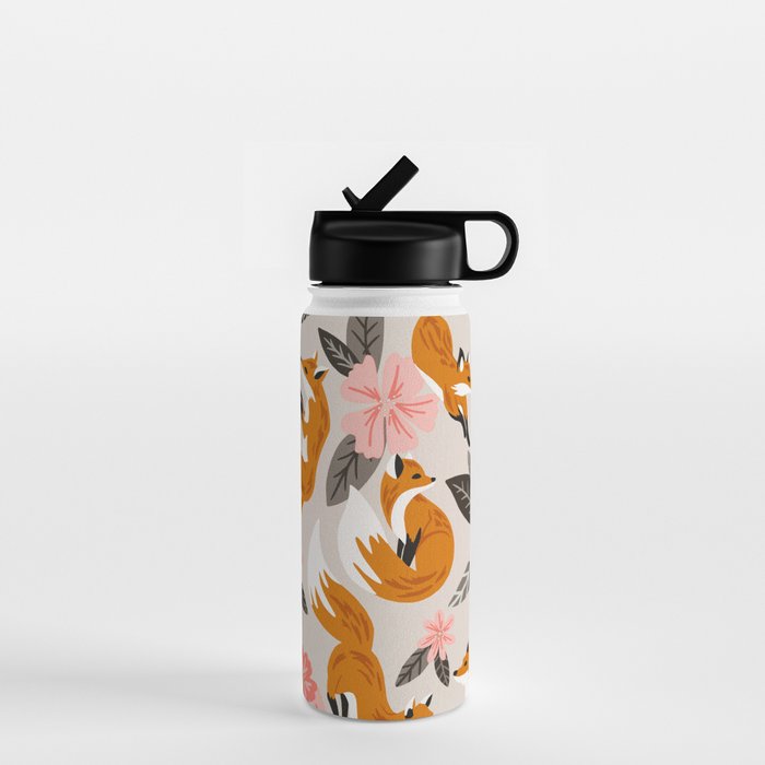 Foxes & Booms - Pink & Grey Water Bottle Gallery Image 1