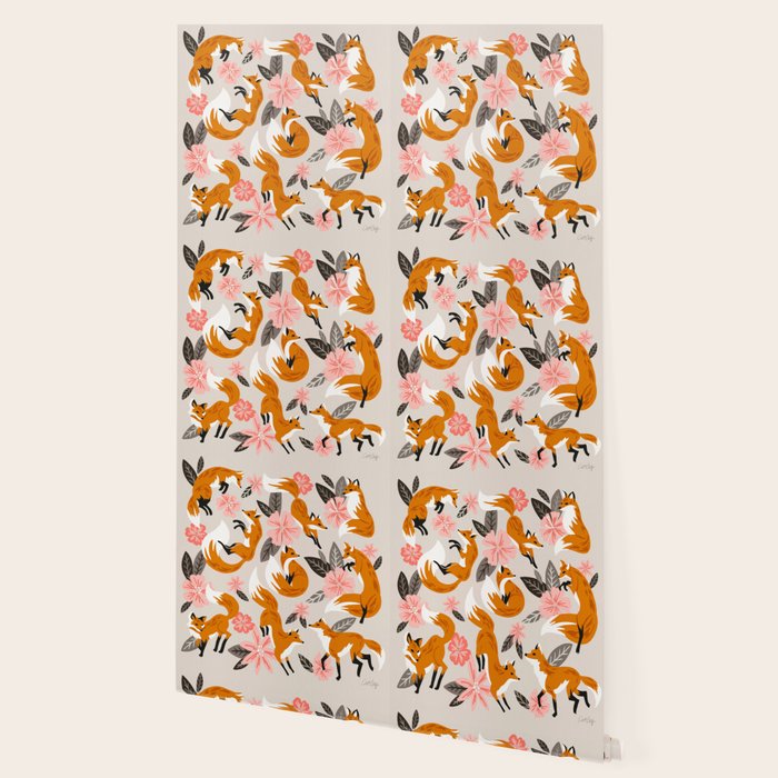 Foxes & Booms - Pink & Grey Wallpaper Gallery Image 2