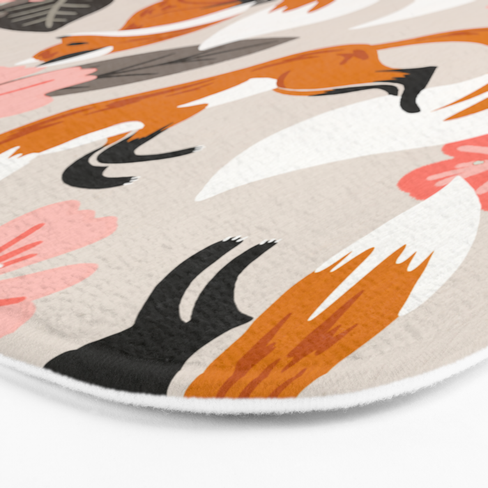 Foxes & Booms - Pink & Grey Bath Mat Gallery Image 3