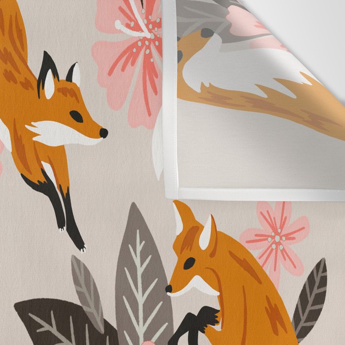 Foxes & Booms - Pink & Grey Wall Tapestry Gallery Image 3