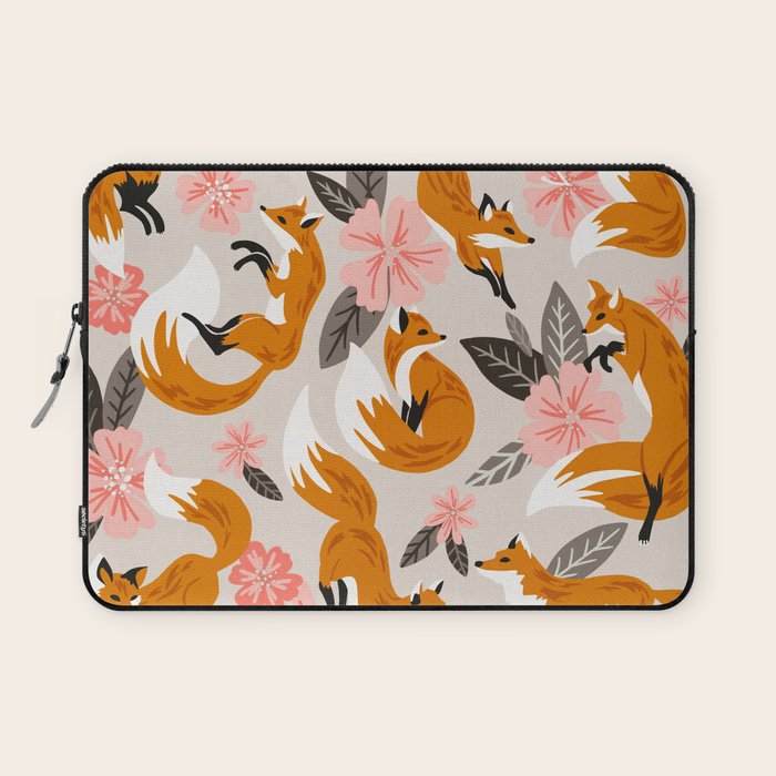Foxes & Booms - Pink & Grey Laptop Sleeve Gallery Image 1