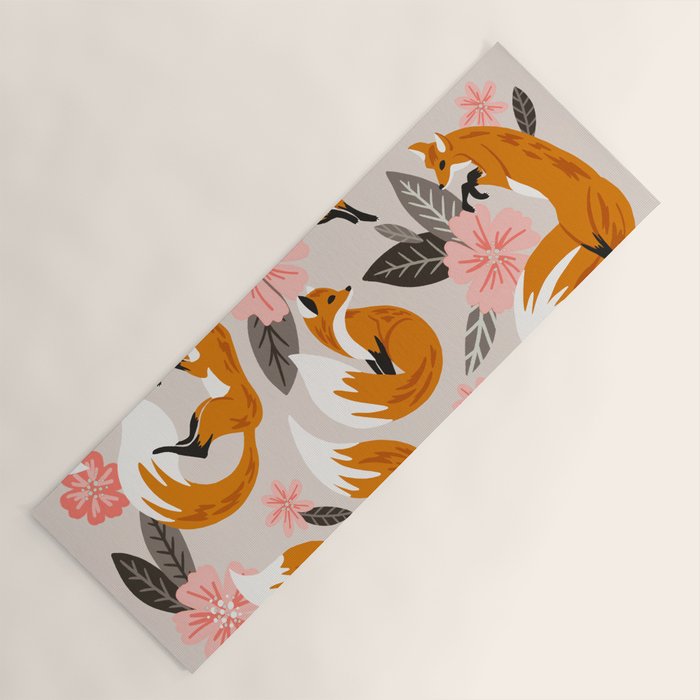 Foxes & Booms - Pink & Grey Yoga Mat Gallery Image 1