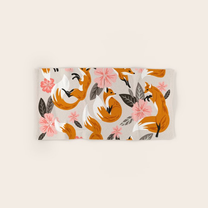 Foxes & Booms - Pink & Grey Bath Towel Gallery Image 1