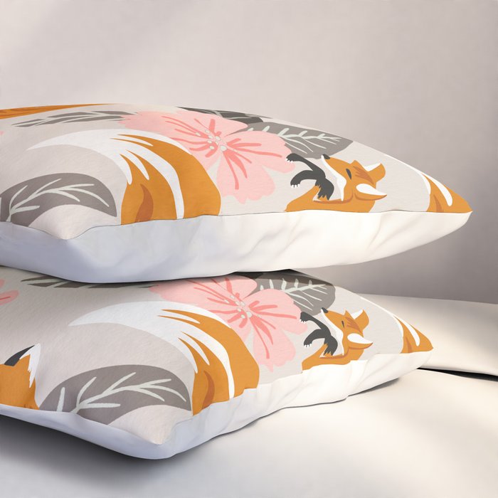 Foxes & Booms - Pink & Grey Pillow Sham Gallery Image 3
