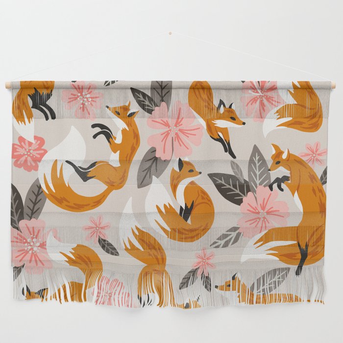 Foxes & Booms - Pink & Grey Wall Hanging Gallery Image 1
