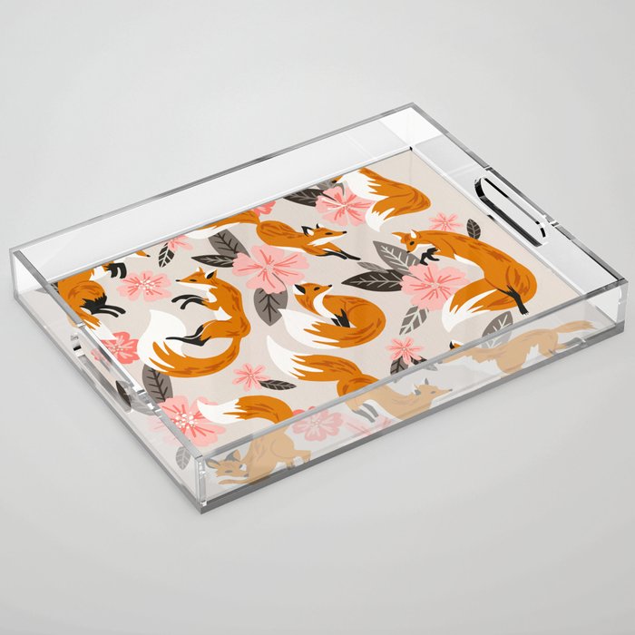 Foxes & Booms - Pink & Grey Acrylic Tray Gallery Image 1