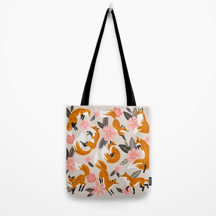 Foxes & Booms - Pink & Grey Tote Bag Gallery Image 2