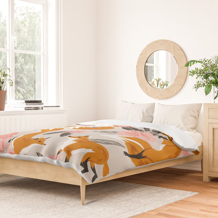 Foxes & Booms - Pink & Grey Duvet Cover Gallery Image 2